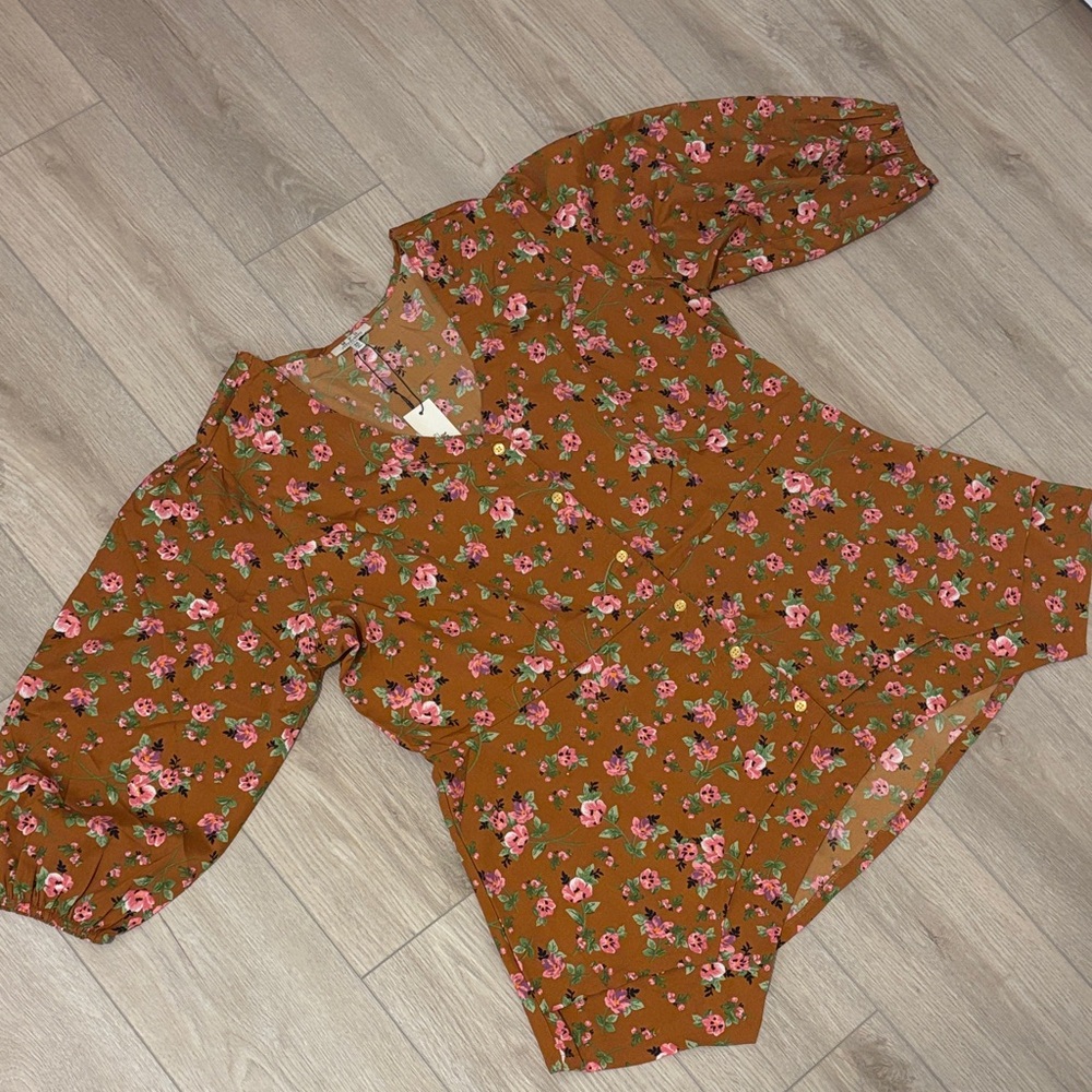 Floral Brown Blouse